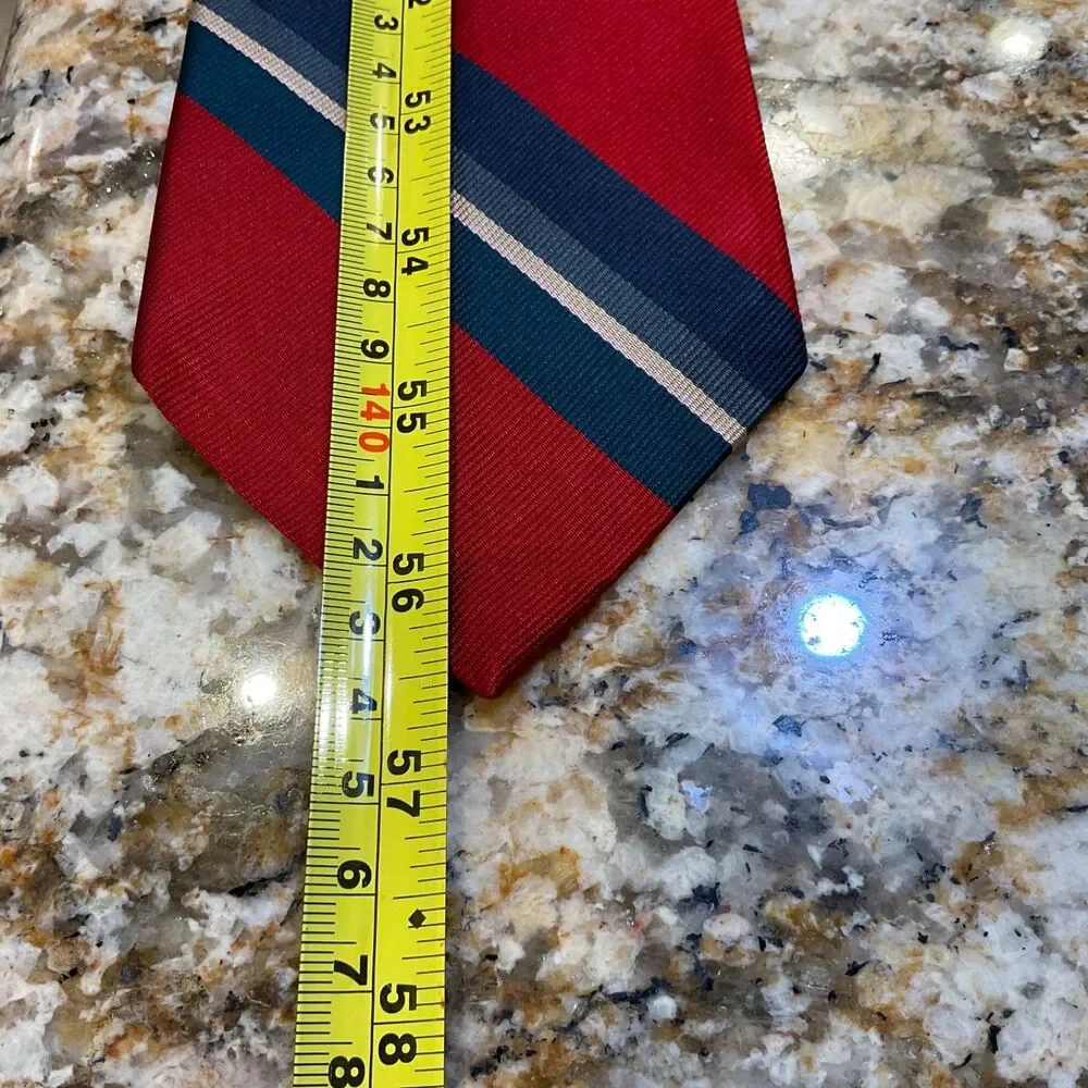 Ferrell Reed for Cambridge clothiers silk Repp tie Striped Red/ Grn. /blue
